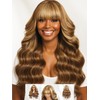 Nadula Honey Blonde Curtain Bangs Wig Human Hair - 13X4