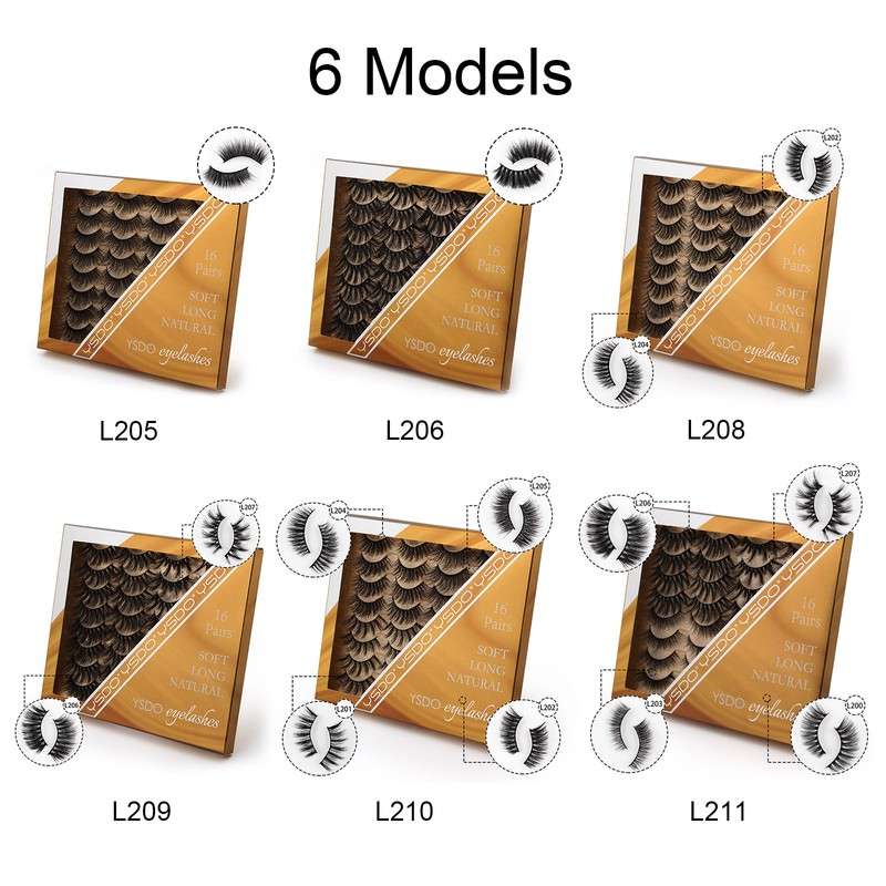 SHIDISHANGPIN 16 Pairs 3D Fake Eyelashes False Eyelashes for Eye