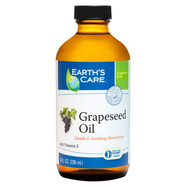 Earth's Care Grapeseed Oil, Expeller-Pressed, No Parabens, Fragrances or Artificial Colors 8 FL. OZ (1 Bottle)