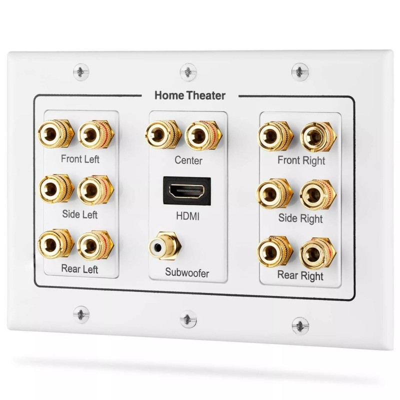 Fosmon 7.1 Surround Home Theater Speaker Wall Plate Banana Binding