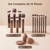 Brochas de Maquillaje Profesional 15 Set,Maquillaje con Esponja Multifuncional,Aluminio con