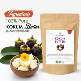Cosmic Element Raw Organic Kokum Butter - Light, Firm Butter for Skin Care | Ideal for Making Soap, Lotion Bars, Lip Balm | Body Butter for Dry Skin - Scent-Free (8 Oz)