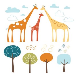 Skip Hop 185115 Wandfiguren, Sticker und Holzbuchstaben, Giraffe Safari