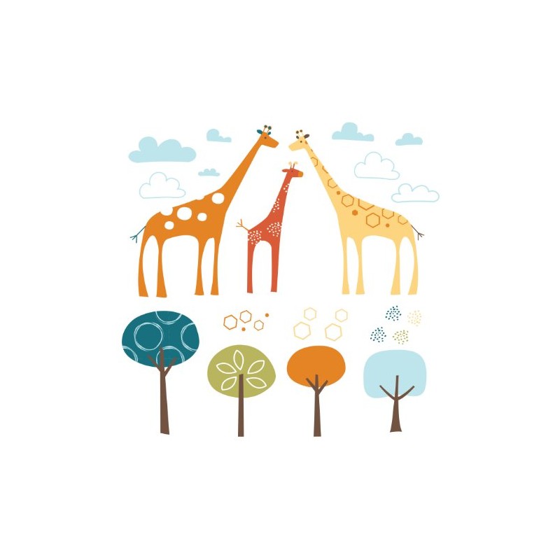 Skip Hop 185115 Wandfiguren, Sticker und Holzbuchstaben, Giraffe Safari