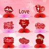 ricluck 9 Pcs Valentines Day Honeycomb Centerpieces Decorations, Red Pink