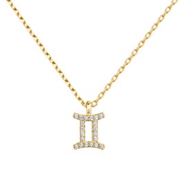 PAVOI 14K Yellow Gold Plated CZ Astrology Necklace Astrology Necklace | Astrology Gifts For Women | Zodiac Necklaces | Gemini Necklace