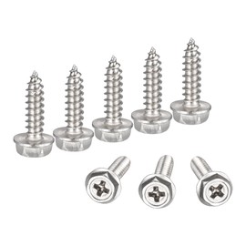 sourcing map Phillips Hex Washer Self Tapping Screws, M4 x 16mm 304 Stainless Steel Hex Flange Sheet Metal Screw 25pcs