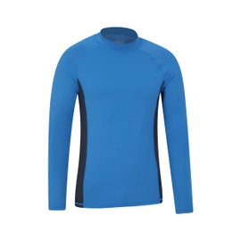 Mountain Warehouse Mens Long Sleeves Rash Vest - Quick Drying Rash Guard, Prevents Chafing, UPF50+ Sun Protection with Flat Seams - for, Swimming & Surfing Corn Blue XXL
