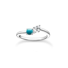 THOMAS SABO TR2345-405-17 Women's Ring Arrow Turquoise Stone 925 Sterling Silver, Sterling Silver, Cubic Zirconia
