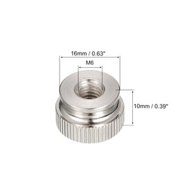 sourcing map Knurled Thumb Nuts, 10pcs M6 x D16mm x H10mm Carbon Steel Knurled Nut with Collar High Head Blind Hole Knurled Thumb Nuts for 3D Printer Parts