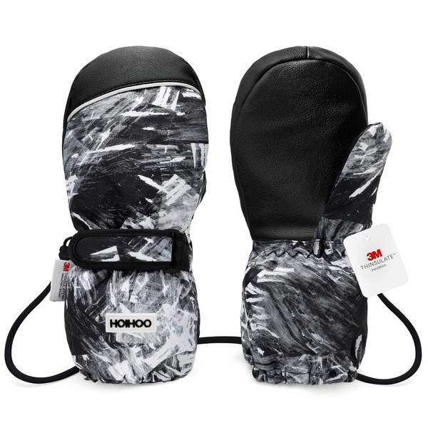HOIHOO Kids Ski Mittens, Waterproof Snow Thinsulate Mittens Toddler Warm