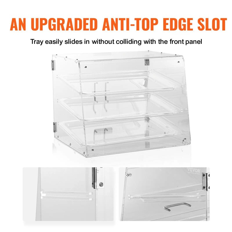 Acrylic 4-Tier Washable Pastry Display Case Countertop Bakery Removable Shelves