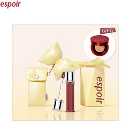 ESPOIR Couture Lip Tint Glaze Special Gift Set 3items, Color#$%Gift:12 Cherry Sorbet-Tint Keyring + Be Velvet Mini Cushion