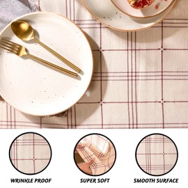 Folkulture Table Cloth 60" x 60", 100% Cotton Square Tablecloth for Kitchen Decor, White Fabric Tablecloth or Farmhouse Table Cover for Dining Table Decor (Dobby Check - Maroon)