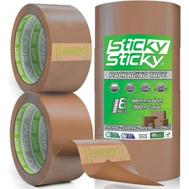 Sticky Sticky Sticky Sticky Packing Tape 6 Rolls 48MM x 60M Brown Parcel Tape for Boxes - Packaging for Moving House - Shipping