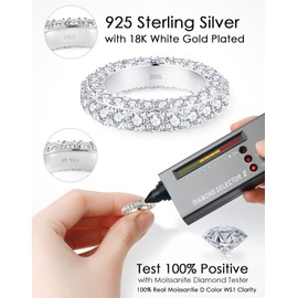 Jaransheti 5CT Moissanite Vintage Eternity Wedding Bands for women men Elegant Multi Layered Round 3 Row Design fancy Rings D VVS1 18K white glod plated 925 Sterling Silver Natural Gem Jewelry (8.5)