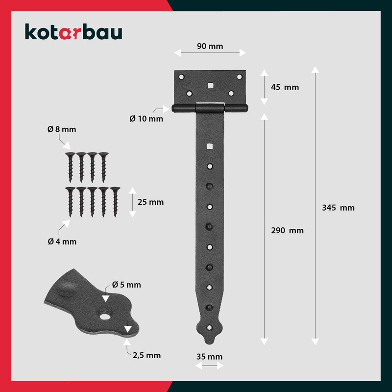 Kotarbau Pack of 2 Cross Hinges, 100-400 mm, Shutter Hinges,