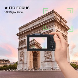 KamKorda Digital Compact Camera with 180° Flip Screen, 64MP 4K UHD Video Camera, Flippable display with built in flash ideal for Vlogging Youtube and Photography