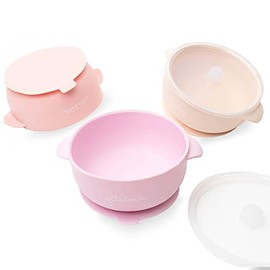 Ullabelle Silicone Baby Bowls with Lids | Toddler Food Storage Bowls Set (Pink)