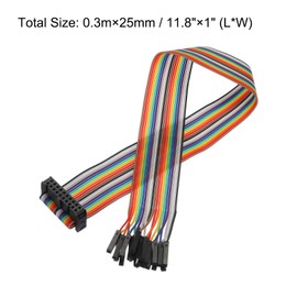 MECCANIXITY 1 Pcs IDC Rainbow Wire Flat Ribbon Cable FC-Female to 20P 11.8 Inch Length 2.54mm Pitch Breadboard Jumper Wires for Electronic Projects