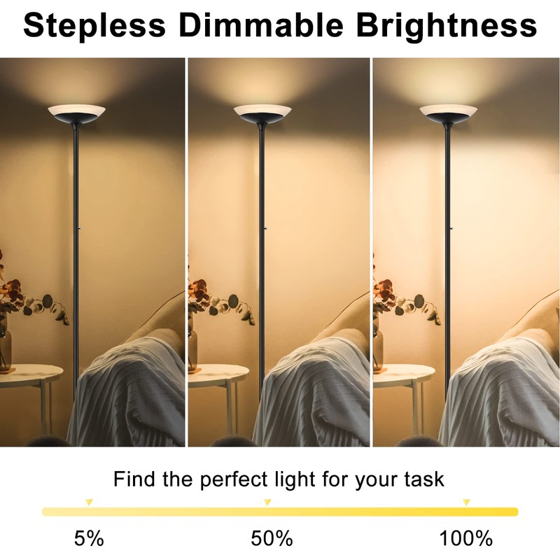 BoostArea Torchiere Floor Lamp, 30W Super Bright LED Standing Lamp,