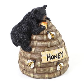 The Bridge Collection 6" Black Bear on Beehive Figurine - Cute Black Bear with Honey Decoration for Cabin, Mountain, Forest, and Camping - Fun Black Bear Statue with Bees