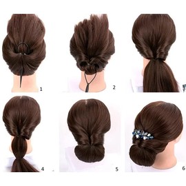 Kurumpa Hair Arrangement Sticks, Set of 5, Easy Bun Hair Braiding Kit, Hair Styling Tool, Beginner Set, Women's, Black, Hair Comb, Women's Hair Styling Tool (Black, 5 Piece Set)