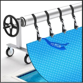 FOTSHARER 30Pcs Pool Solar Cover Reel Attachment Kit for Inground Swimming Pools Solar Cover Reel Blanket Straps and Clips Kit Including 10 Pool Cover Straps with Hooks 10 Clips and 10 Touch Fastener