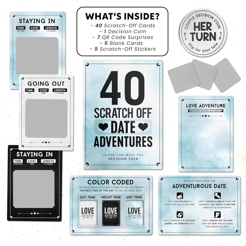 Date Adventures Scratch Off Couple Games for Anniversary, Engagement, Wedding