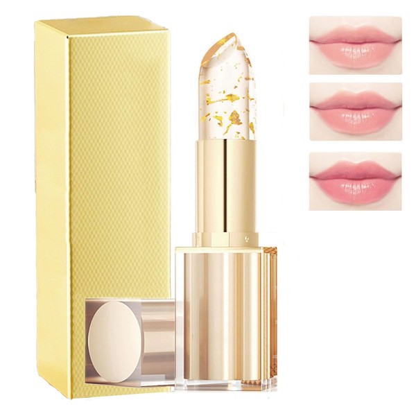 Bymolia Color Changing Lipstick, Women's Gold Foil Transparent Lipstick, Long