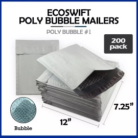 EcoSwift 200 #1 7.25x12 "EcoSwift" Brand Poly Bubble Mailers Padded Envelope 7.25" x 12"