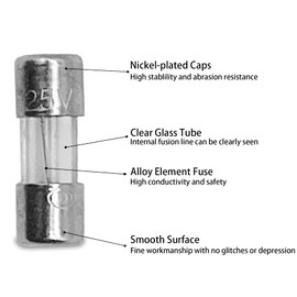 Mini Fuse F3AL125V 3.6x10mm 3A 3amp 125V 0.14x0.39 Inch Pack of 20 Fast-Blow Glass Fuses Replacement for Outdoor Light String Xmas Lights Fan