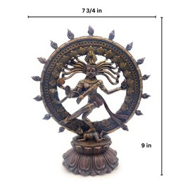 Rustix Shiva Nataraja Dancing Statue – Exquisite Hindu God Shiva Statue Home Decor with Bronze Finish – Intricate Detailing, for Devotees & Collectors