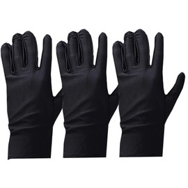 Buzz Selection GB007ST3 (01 Black) Cloth Gloves, Protection, Hand Care, Stain Protection, White, Black, UV Protection, 3 Pairs