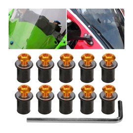 CGEAMDY Pack of 10 Windscreen Nuts, 5 mm Motorcycles Windscreen Screws, Multifunctional Car Accessories, for Motorcycles Windscreens (Gold)