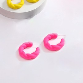 Colorful Twisted Rope Round Hoop Earrings Lightweight C Shape Acrylic Resin Earrings for Women Statement Fashion Geometric Earrings