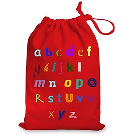 Busy Hands & Feet Alphabet Letters Drawstring Bag (Red) (Large 25cm x 35cm)