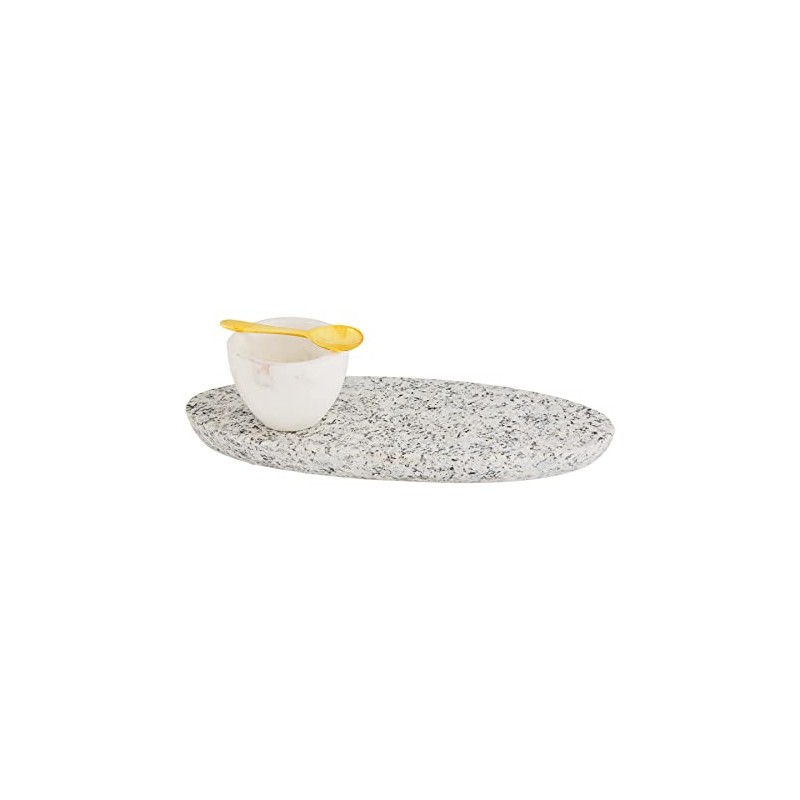 Mud Pie Marble and Granite Dip and Board Set, Gray,