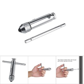 Adjustable T-Handle Ratchet Tap Wrench M3 M8 & M5 M12 for Taps & Dies Set, Pilipane T-Handle Ratchet Tap Holder, Tap, Ratchet Wrench Hand Tool (M5-M12 Short)
