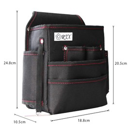 YOTENKA Waist Bag, Electrician's Waist Bag, Nail Bag, Tool Holder, 3 Tiers, Standard, Durable, Includes Tape Hooker