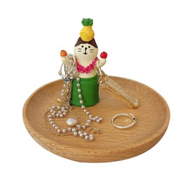 lemonadeus Cute Cat Wooden Dish Ring Holder Kitty Jewelry Tray Cat Love Ring Jewelry Dish Organizer Decorative Trinket Tray (apple cat)