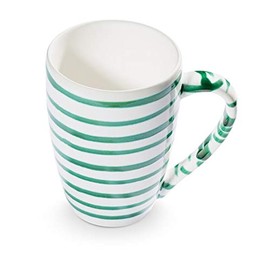 GMUNDNER KERAMIK Breakfast Cup Supermax Capacity 0.5 Litres Green Flamed Crockery Handmade in Austria