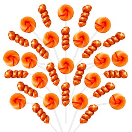 32 Pack Orange Gold Twisty & Swirl lollipops candy, No Artificial Dyes, Individually Wrapped Lollipops sucker, 16+16 Swirl Candy Lollipop, Gluten Free, Easter Snacks, Candies For Party Favors