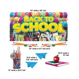 VictoryStore Welcome Back To School Yard Sign, 36x72 Inches, 7 Sign Set, VictoryStore Oversized EZ Yard Cards, Includes Stakes