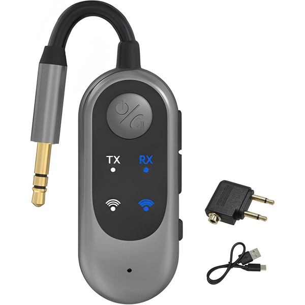 Bluetooth 5.3 Transmitter & Receiver, 2-in-1 Wireless Aux Bluetooth Adapter