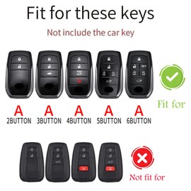 ontto Grey Car Key Case Cover Fits Toyota CHR Corolla Yaris Cross GR Hybrid Hilux Land Cruiser 200 Camry Crown RAV4 Remote Control Metal Leather Key Case Key Fob 3 Buttons
