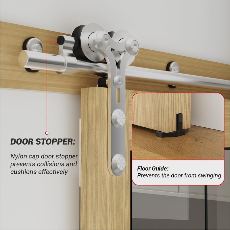 7FT Sliding Barn Door Hardware Kit, Stainless Steel Track for