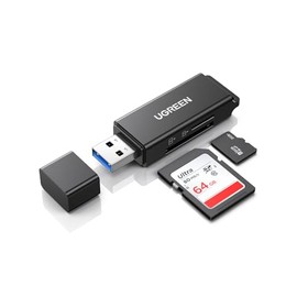 UGREEN Lector Tarjetas de Memoria USB 3.0, Compatible con TF SD Micro SD SDXC SDHC MMC RS-MMC Micro SDXC Micro SDHC UHS-I para Windows, Vista, Mac, Linux, Chrome OS, Lectura simultánea 2 Tarjetas