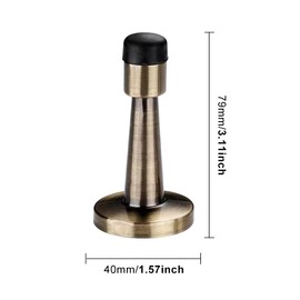 2 Pcs Brass Door Stopper, Door-Stop Bumper for Wall Protector, Door Stoppers for Skirtings, Door-Stop with Rubber Anti-Collision Skirting for Home Hotel Office Public Places