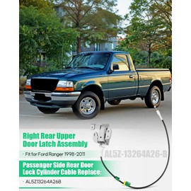 Wujexuhe AL5Z-13264A26-B Right Rear Upper Door Latch Assembly Fit for Ford Ranger 1998-2011 Passenger Side Lock Cylinder Cable Replace# AL5Z13264A26B